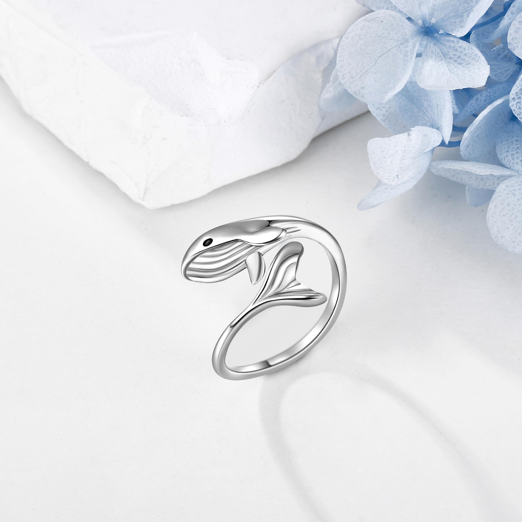Wal Ring 925 Sterling Silber Einstellbare Offene Wal Daumen Ringe Niedlich Meer Wal Schmuck Ozean Geschenke für Damen Frauen Männer Teenager Mädchen Jungen Tochter Wal Liebhaber