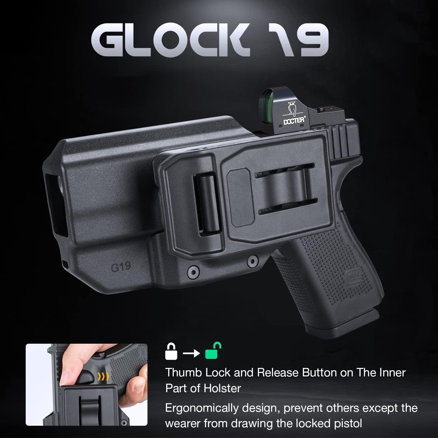 WARRIORLAND OWB Holster Thumb Release & Optic Cut Compatible with Glock 17/22/31, G19/19X/23/45, Taurus G2C/G3C, 1911 5'' No Rail, M&P M2.0 9mm/SD9 VE
