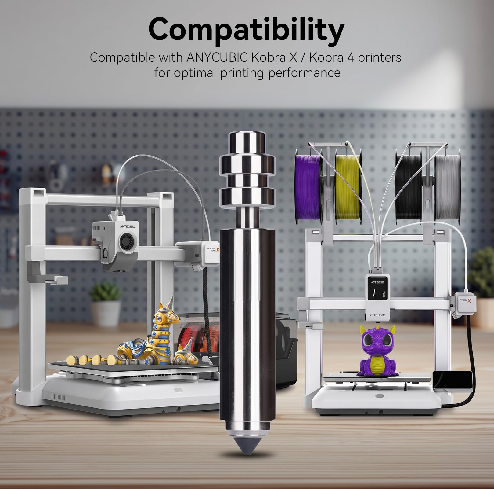 3PCS Kobra X/Kobra 4 Combo Quick-Swap 0.4mm Gehärtetem Stahl Düse, Hotend-Kit für Druckköpfe mit Silikonabdeckung und Düsenwischer, Compatible with Anycubic Kobra X/4 Combo 3D Drucker