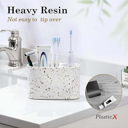Vista 43 de Luxspire Soporte para cepillos de dientes, 3 ranuras, soporte eléctrico para cepillos de dientes y pasta de dientes, almacenamiento de resina