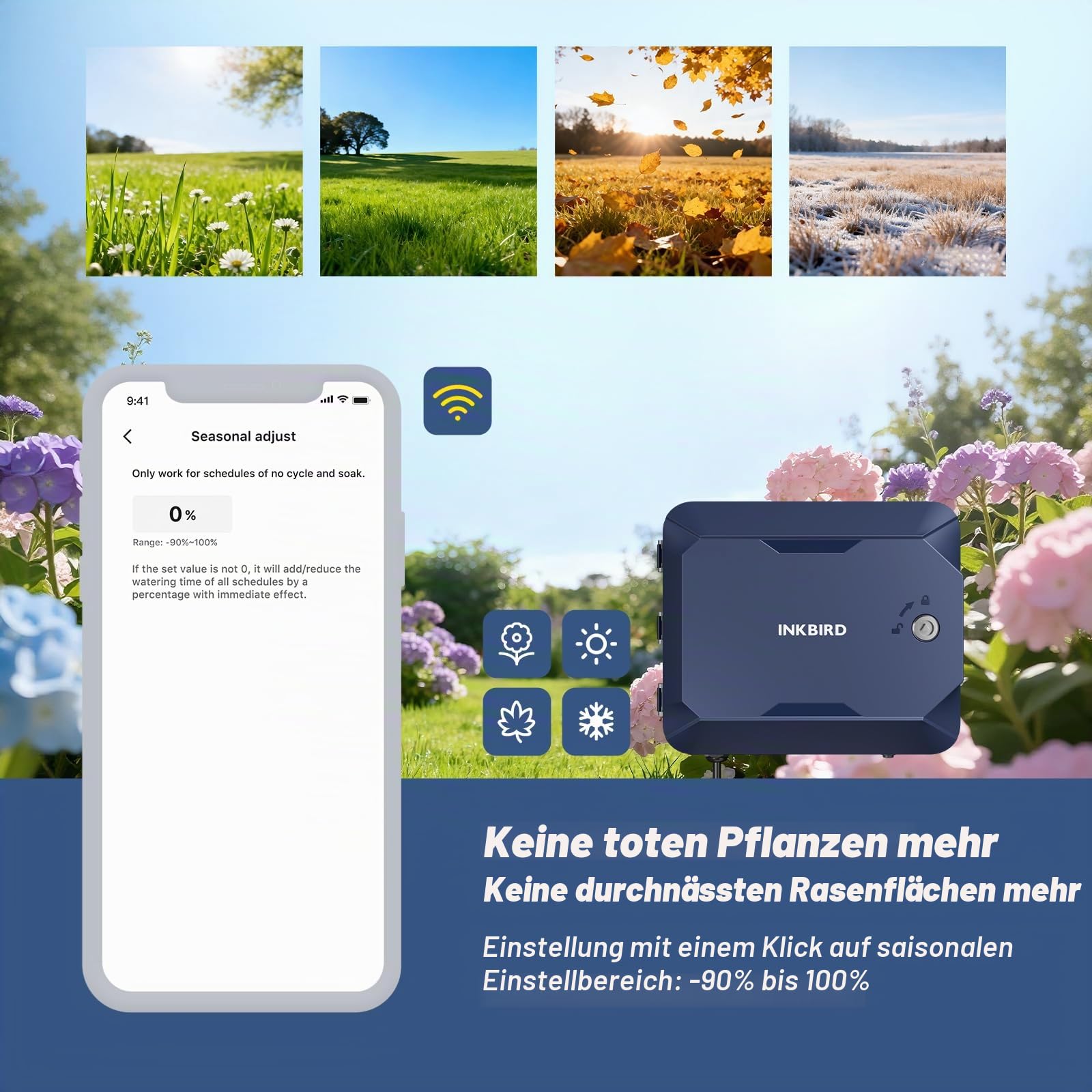 Inkbird IICO-800-WIFI Intelligenter Bewässerungscomputer, 8-Zonen-Steuerung Intelligente Bewässerungssteuerun