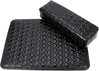 Minkissy 1 conjunto de almofadas de mão de manicure para arte nas unhas, descanso de mão, almofada de descanso de braço de couro de poliuretano, descanso de mão, equipamento de arte para unhas (Preto)