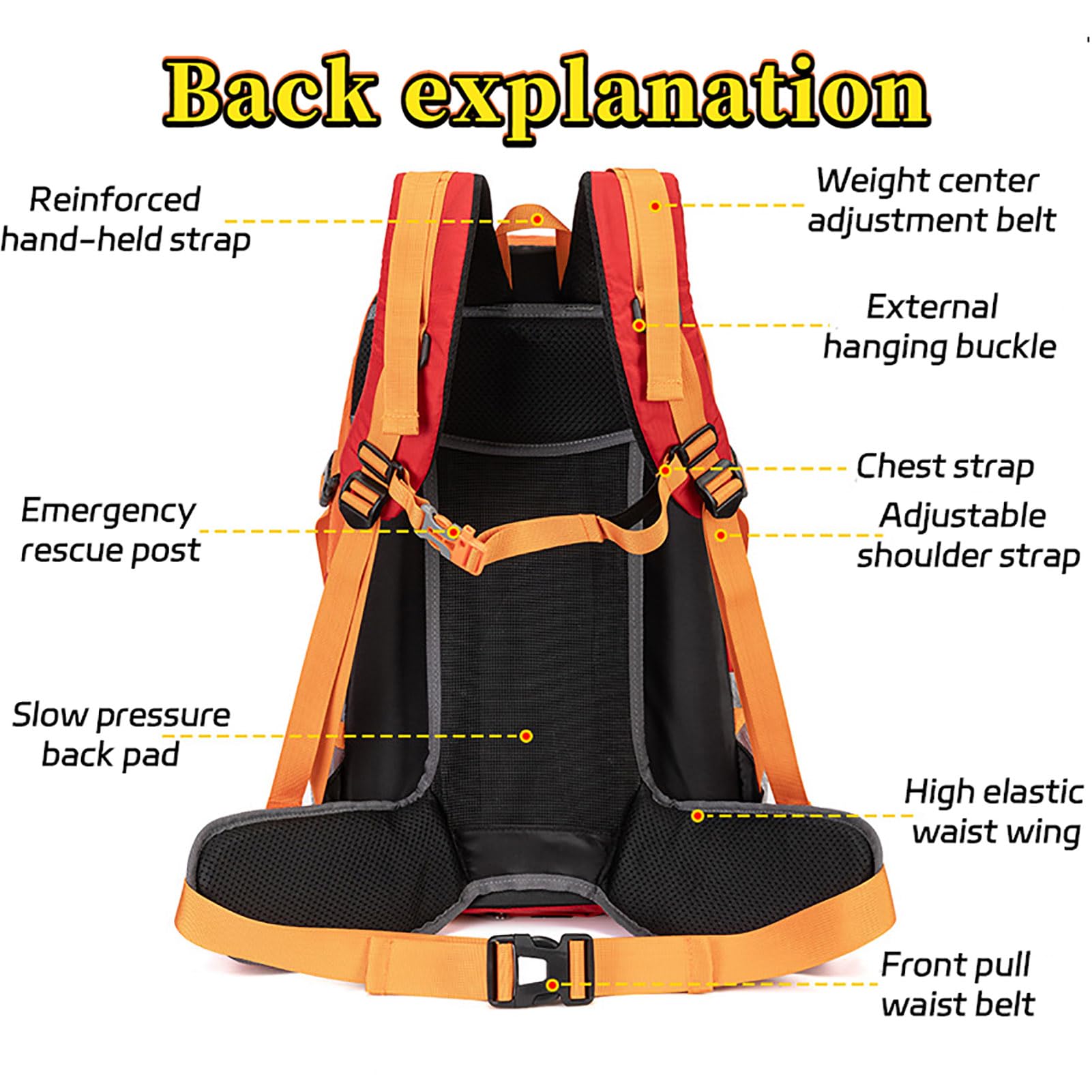 TY&WJ Zaino da Trekking 40L Traspirante, Grande Zaini da Viaggio Impermeabile con Telaio Rimovibile per Uomo E Donna Alpinismo