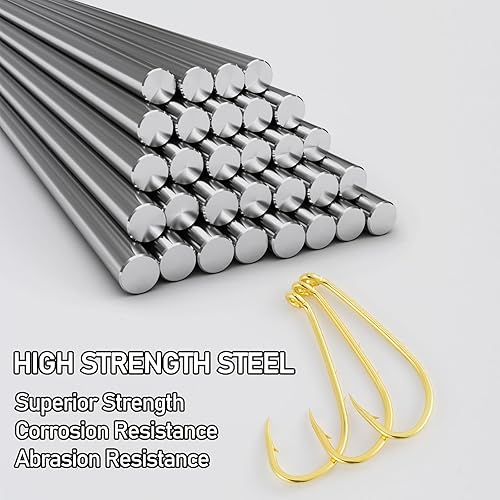 Miniatura 6 de Dr.Fish Paquete de 100 anzuelos para cebo, ganchos de pesca dorados, de agua dulce, anzuelo de cebo vivo, anzuelos de gusano, pesca de lubina, acero