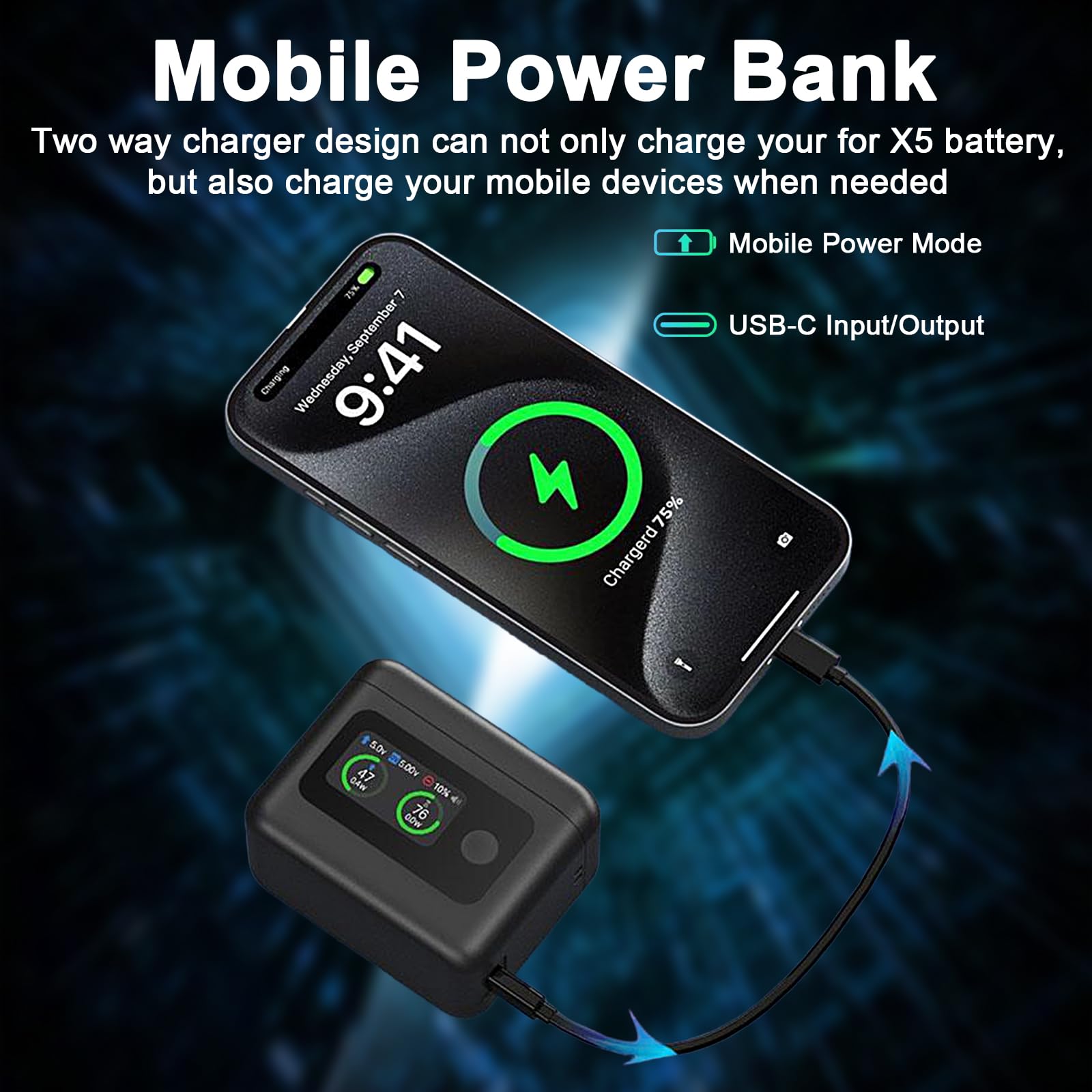 2 Baterías 360 x5 de 2800 Mah con Cargador USB de 2 Ranuras y Estuche de Carga Rápida, Pantalla LCD Que Muestra El Soc de La Batería, Compatible con La Cámara Insta360 x5 (Insta 360 X5)