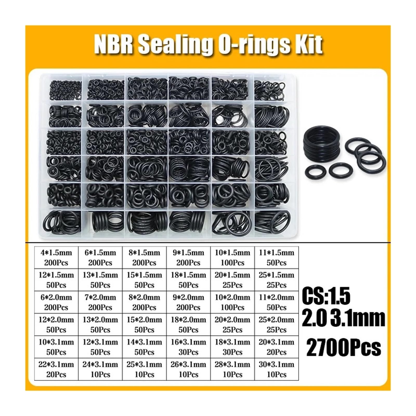 1 Zestaw O-ring Z Gumy Nitrylowej Podkładka Uszczelniająca Do Samochodowej Naprawy Kranów Uszczelek Hydraulicznych(O-Ring 2700pcs)