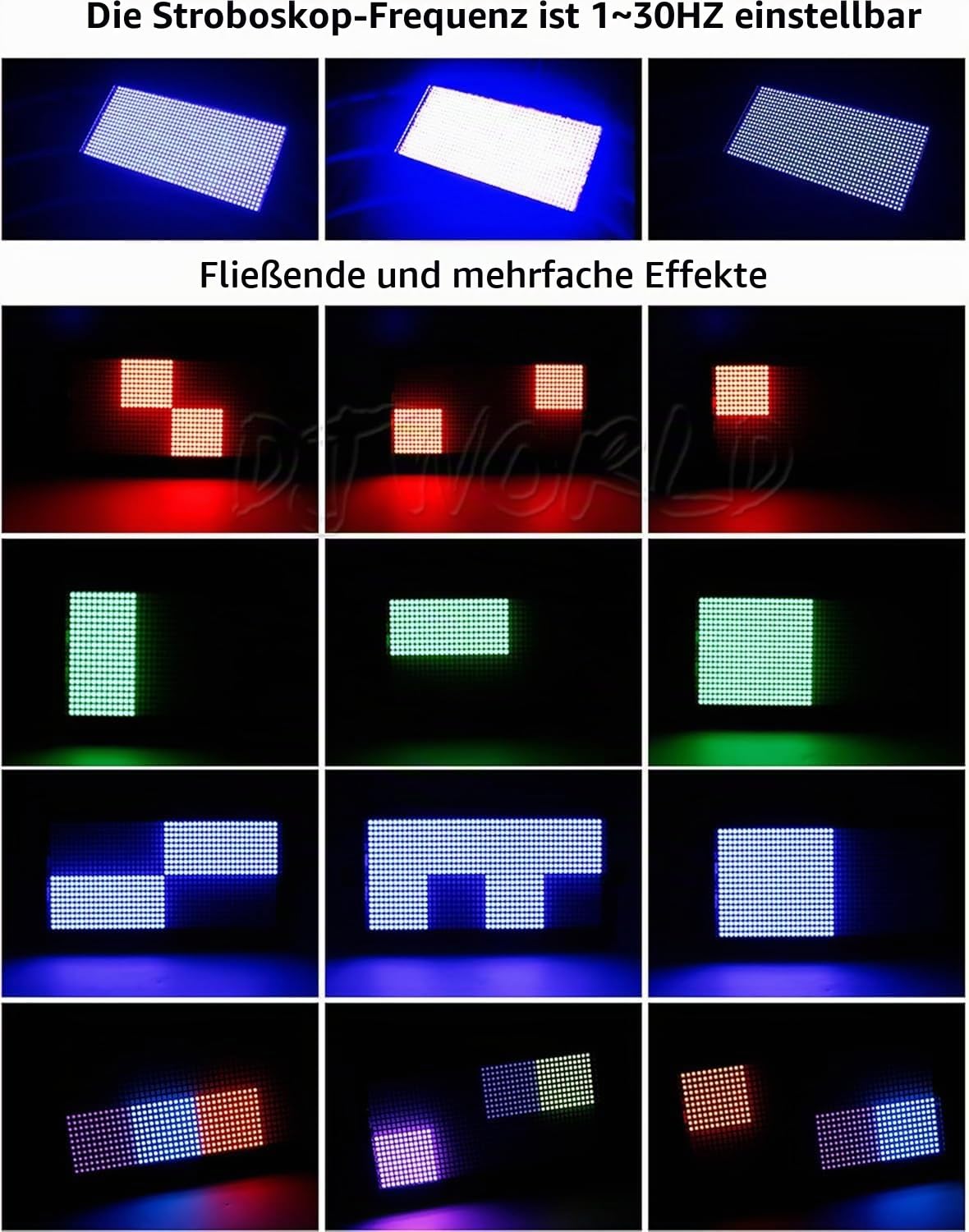 SHEHDS Stage Strobe Light Wash LED 200W RGB Festzelt (8 Segmente) Uplights DMX512 Metallgehäuse DJ Licht