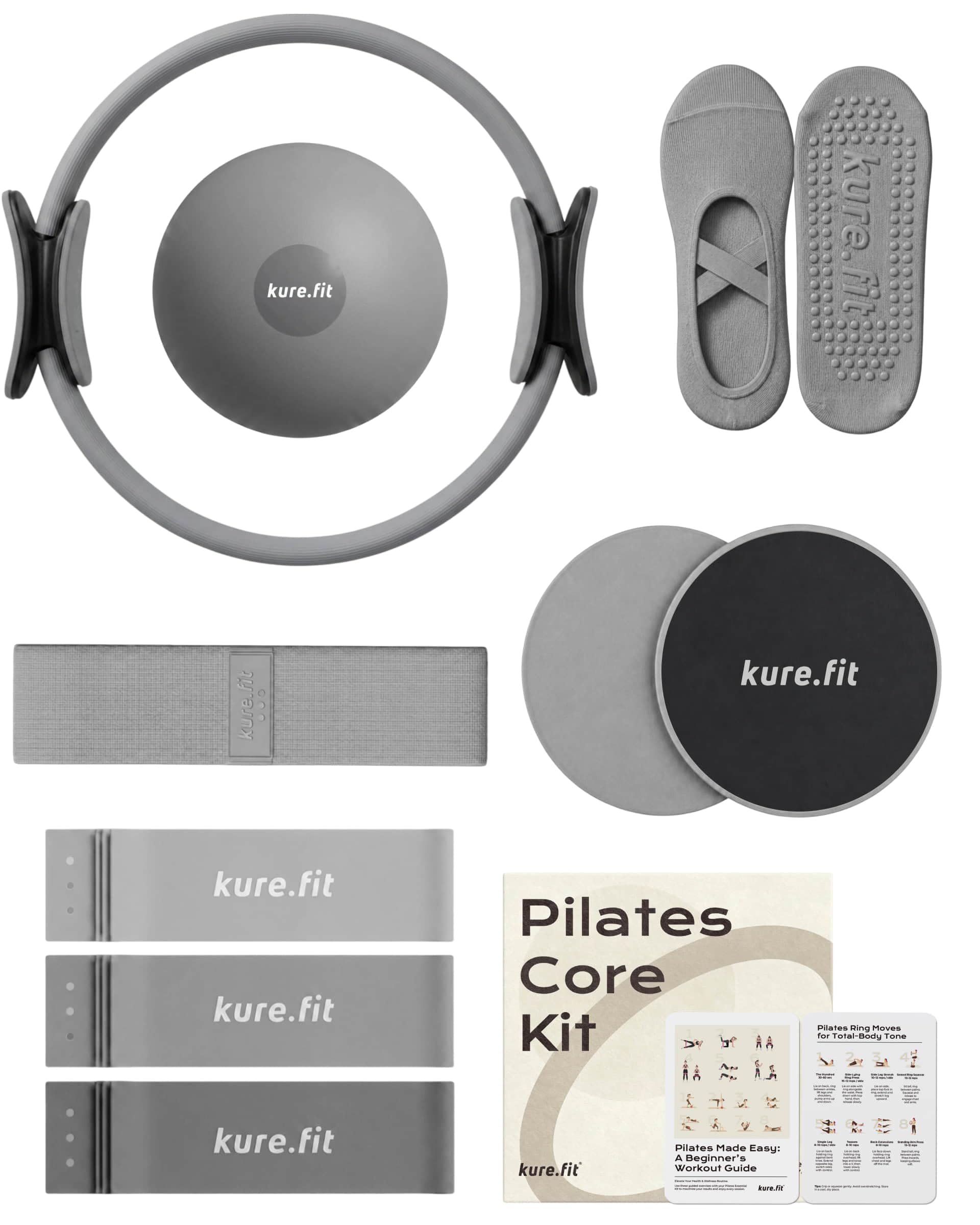 kure.fit Pilates Kit for Women – Home Pilates Equipment Set with Ring, Ball & Resistance Band | Pilates Starter Kit with Accessories in Gift Box