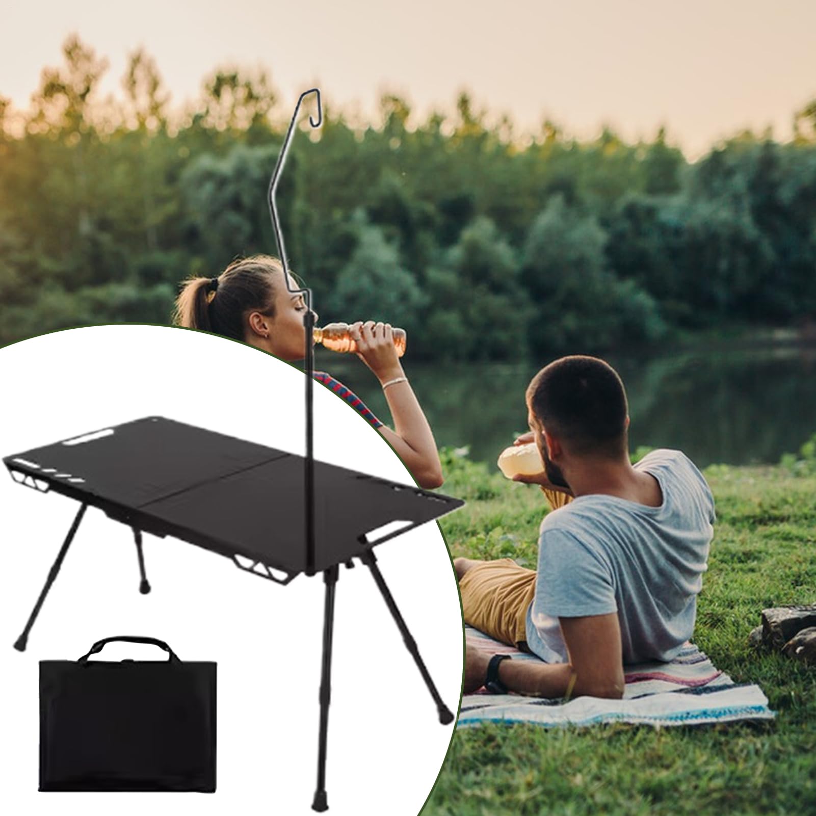 Mesa de picnic, escritorio plegable resistente con soporte para luz, mesa de cocina de camping, para exteriores, playa, patio, balcón, jardín, portón trasero, , viajes
