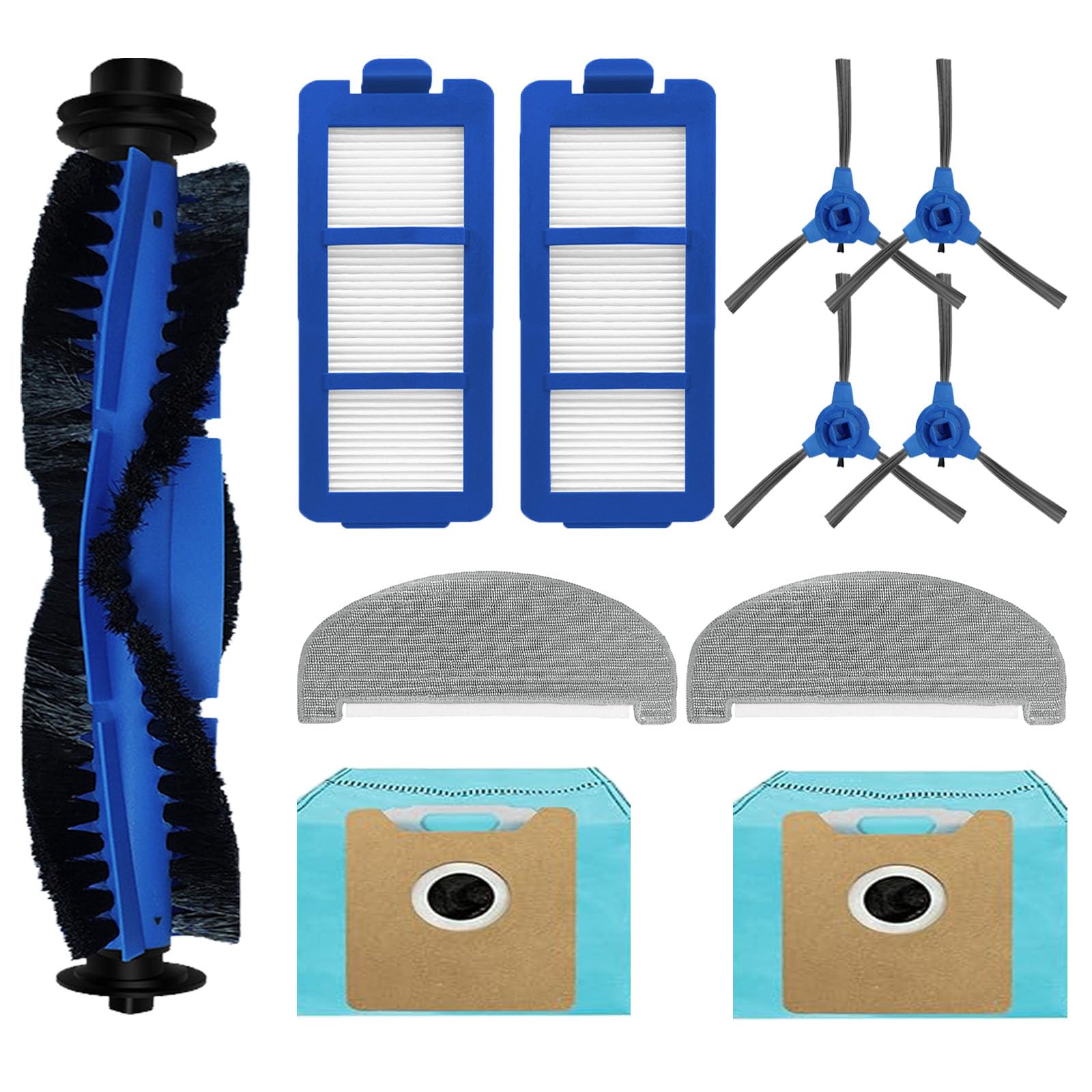 YahuPase Replacement Parts for Eufy RoboVac G40 / G40 Hybrid / G40+ Robot Vacuum Accessories 1 Main Brush 4 Side Brush 2 HEPA Filter 2 Mop Pad 2 Dust Bags