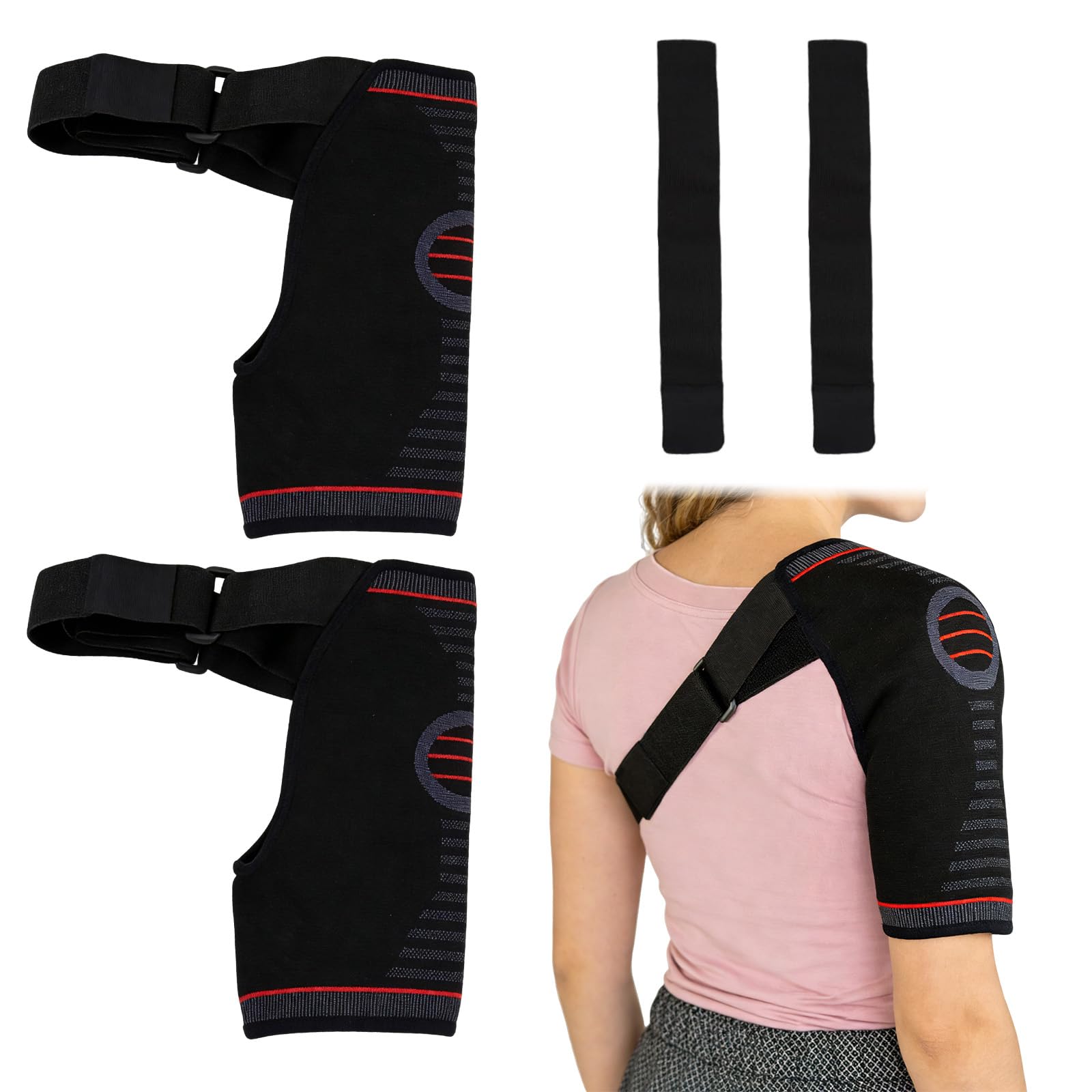 2 Pcs Adjustable Shoulder Brace Shoulder Support Brace Shoulders Pain Relief Sports Protection Rotator Cuff Compression Sleeve with
