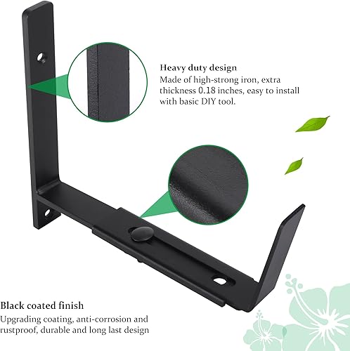 Miniatura 3 de Paquete de 6 soportes ajustables para jardinera, soporte de pared resistente para caja de flores de profundidad de caja de macetas (de adelante a