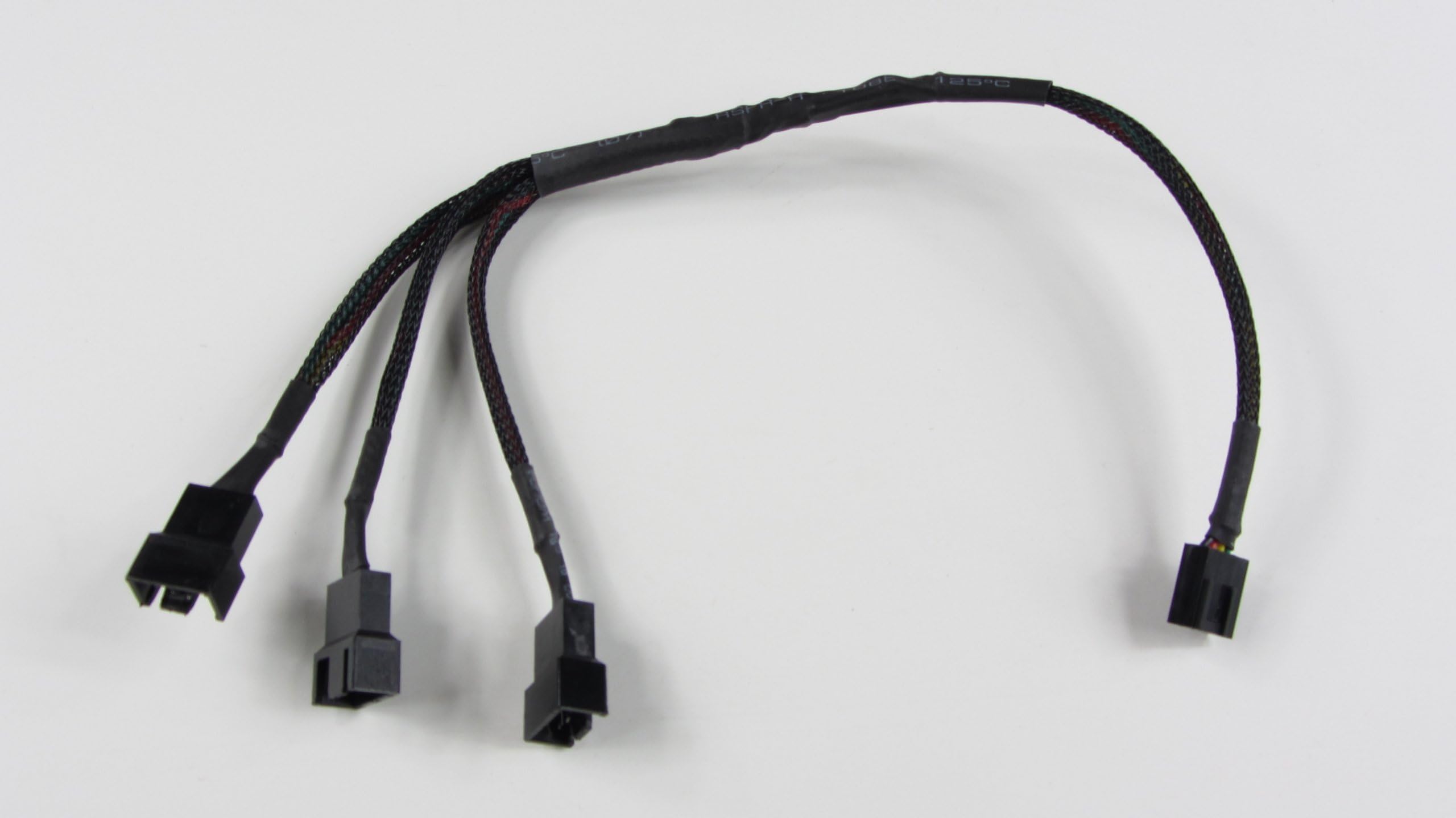 PWM Female to 3 x PWM Male Computer Case Fan Splitter Power Connector Black Sleeved Adapter Cable