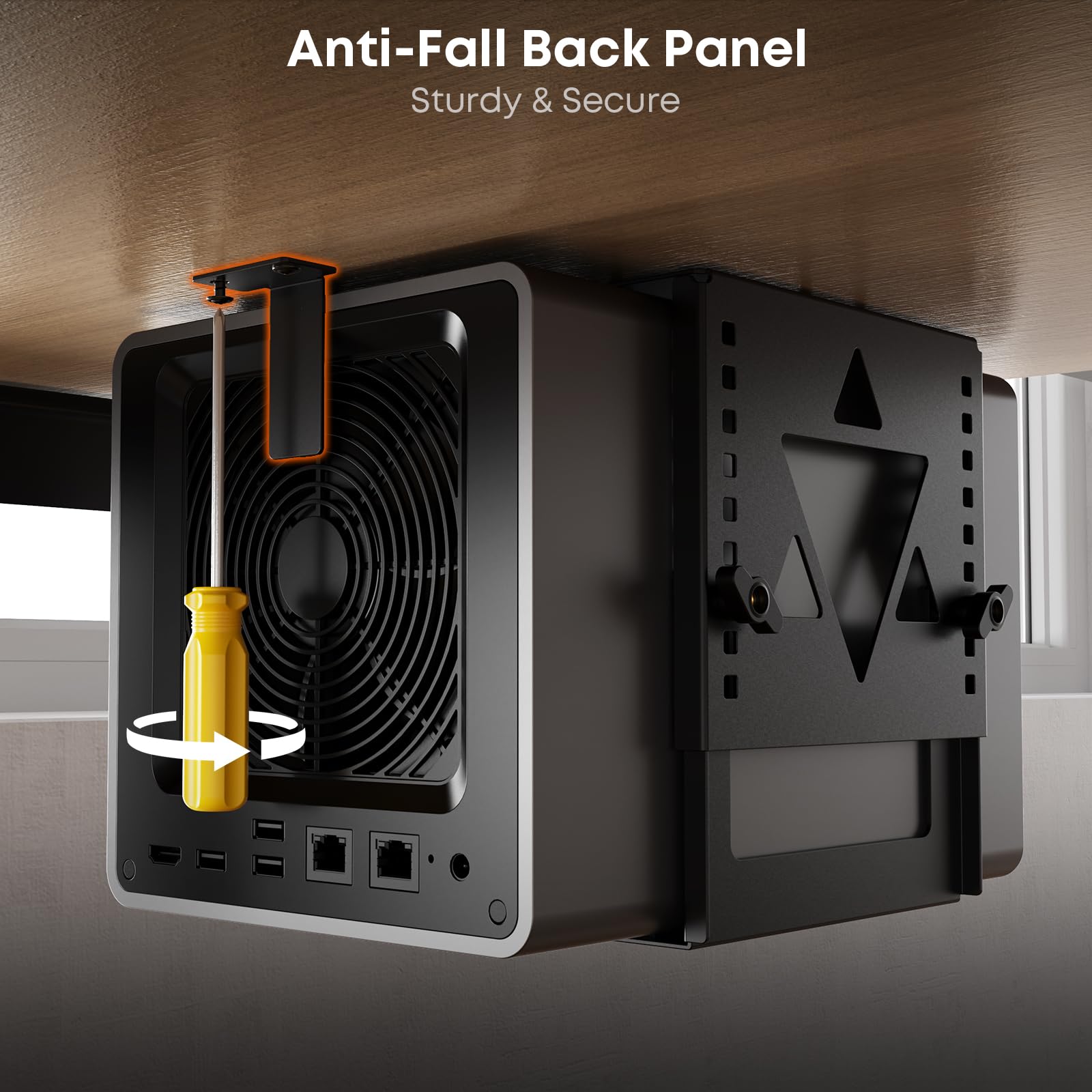 PUTORSEN Supporto per PC Mini/NAS sotto la Scrivania, Supporto per PC sotto la Scrivania Regolabile in Altezza e Larghezza