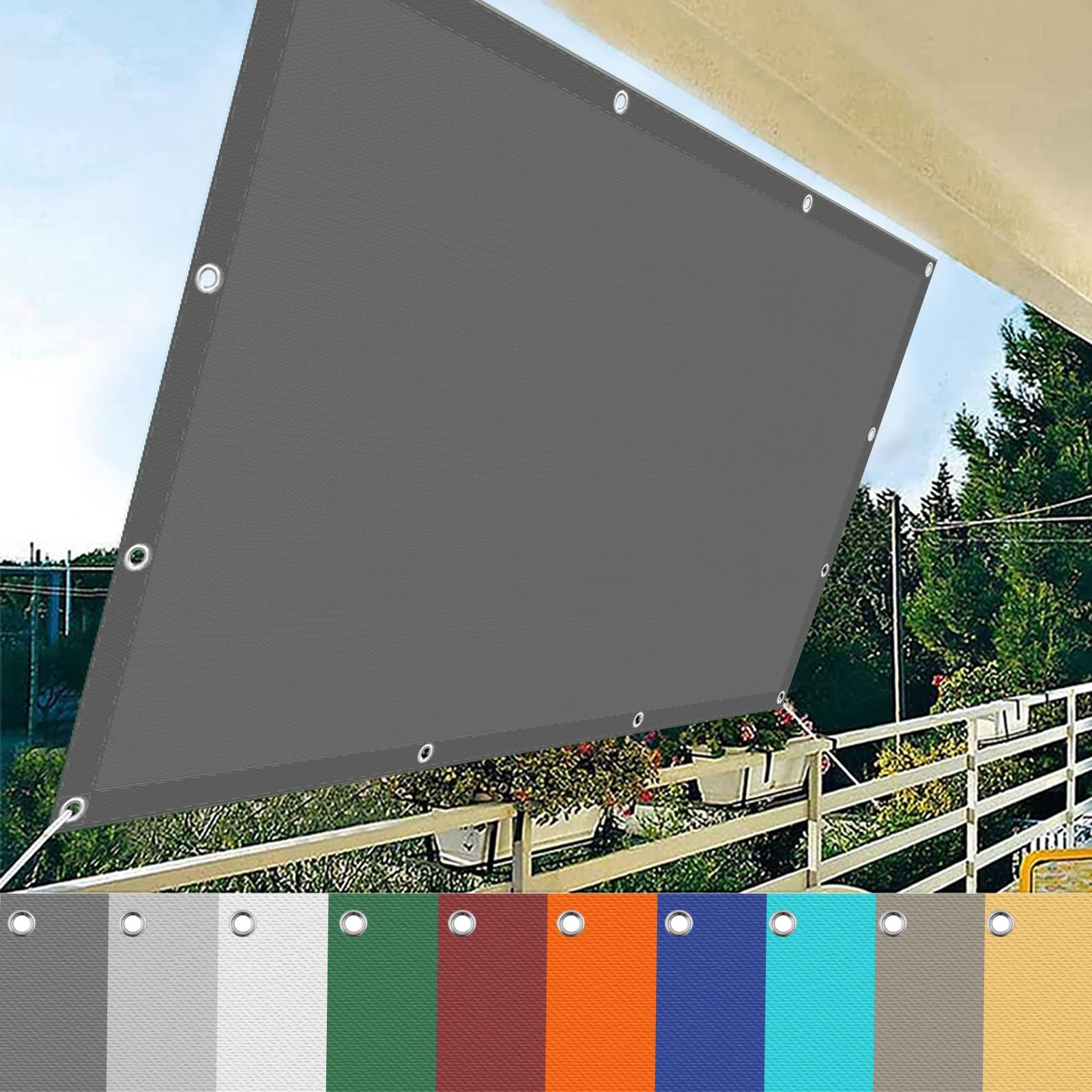Voile d'ombrage Rectangulaire 4 x 7 m Bloque 98% Rayons UV Toile d'ombrage Rectangulaire avec Œillets pour Patio Jardin, errasse,Extérieur, Gris Foncé