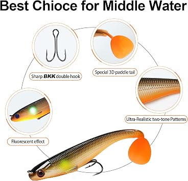 TRUSCEND Pre-Rigged Soft Fishing Lures, All-Conditions Fishing Gear for Bass Trout Walleye, X8 Braided Fishing Line 20lb-300yds, More Thinner More Smoother PE Braid Line, Fishing Gift for Men