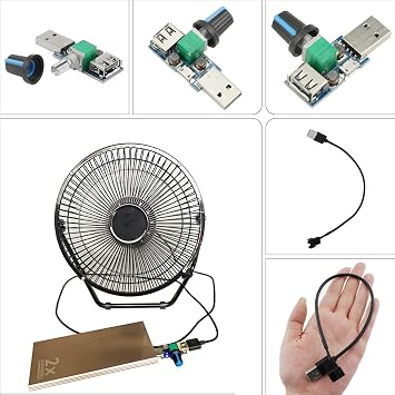 USB Lüfter Drehzahlregler 3 Stü DC 5V Stufenloser Lüftergeschwindigkeitsregler Steuerknopfschalter Fan Controller mit USB auf 4-Pin CPU-Lüfter Adapterkabel (DC 4-12V bis 25-75V 5 W)