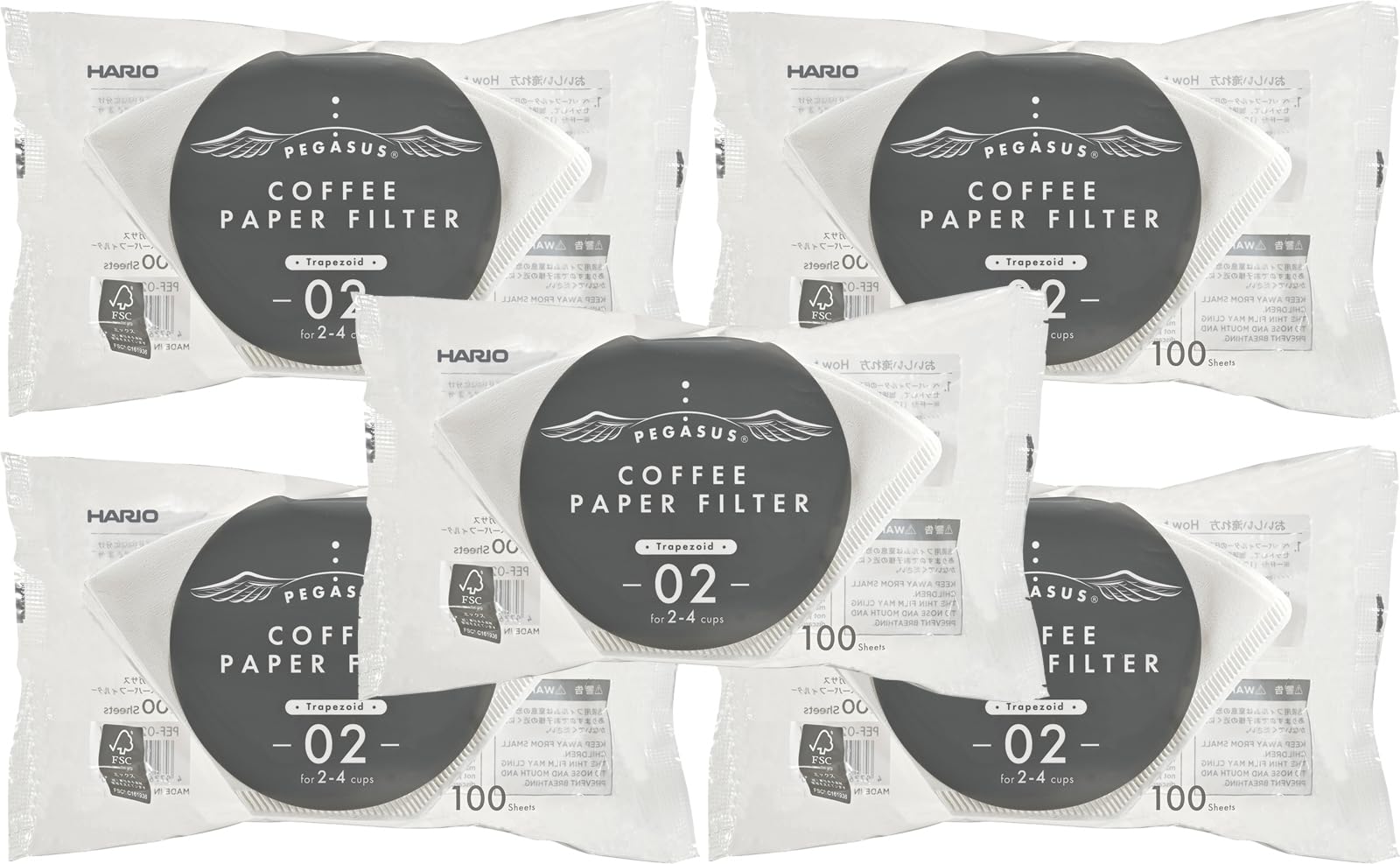 Filtri Per Caffè Hario Pegasus – Formato 03 – Fondo Piatto – 100 Pezzi – Compostabili