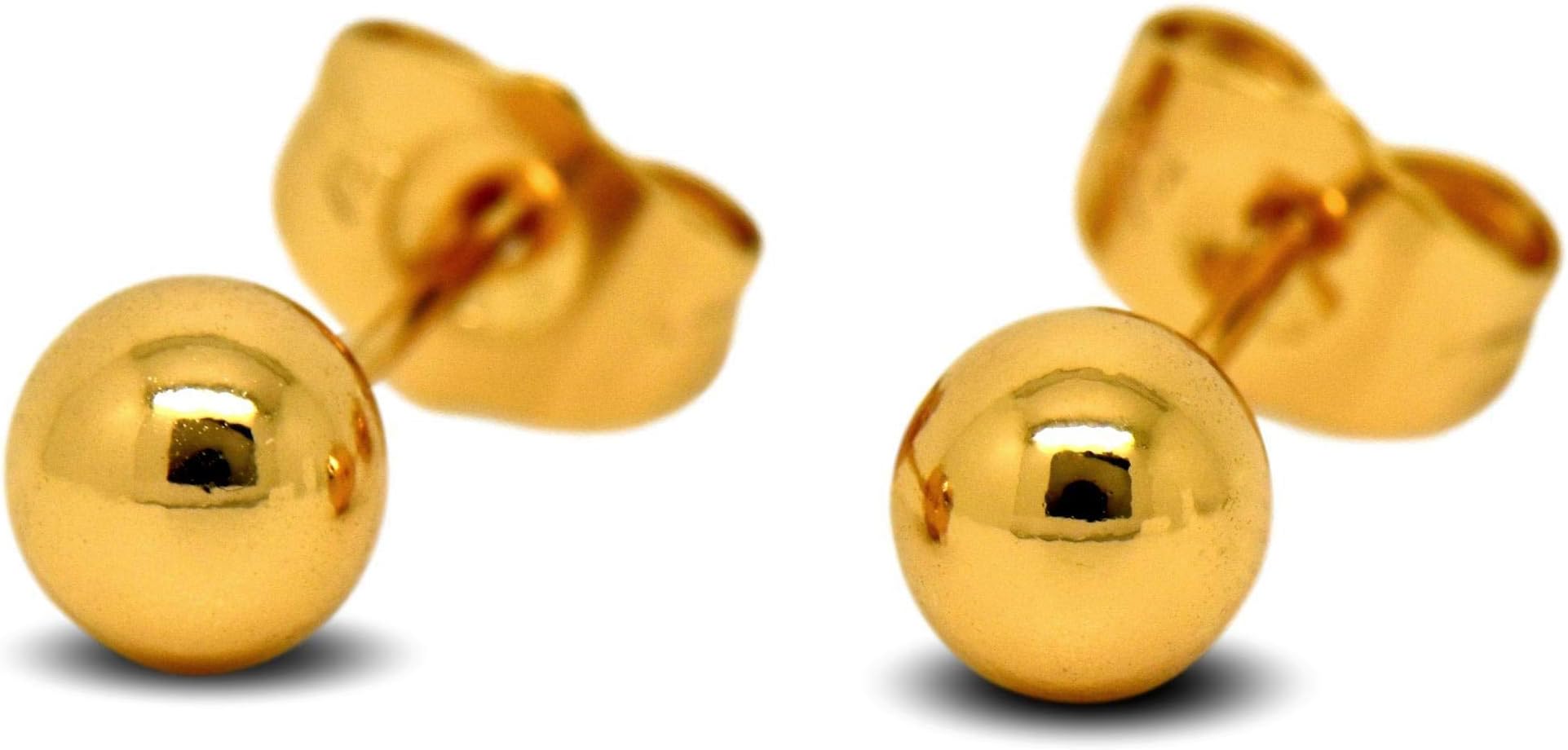 Blue Diamond Club18ct Gold Filled 6mm Ball Stud Earrings for Women or Girls