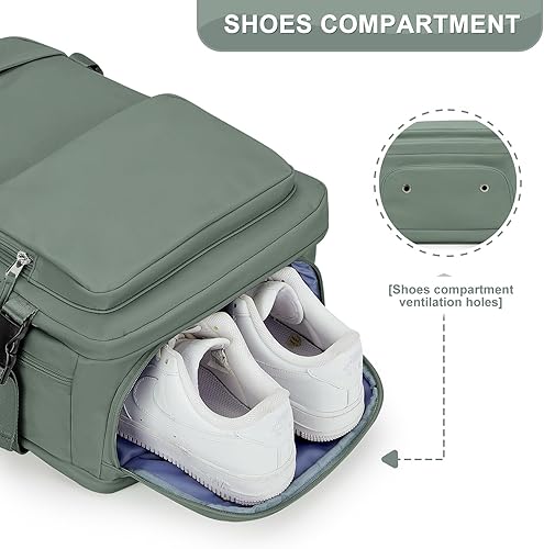 Miniatura 5 de PAUBACK Mochila de transporte, mochila de viaje grande para mujeres y hombres, aprobada por vuelos, mochila de viaje aprobada por aerolíneas, Verde,