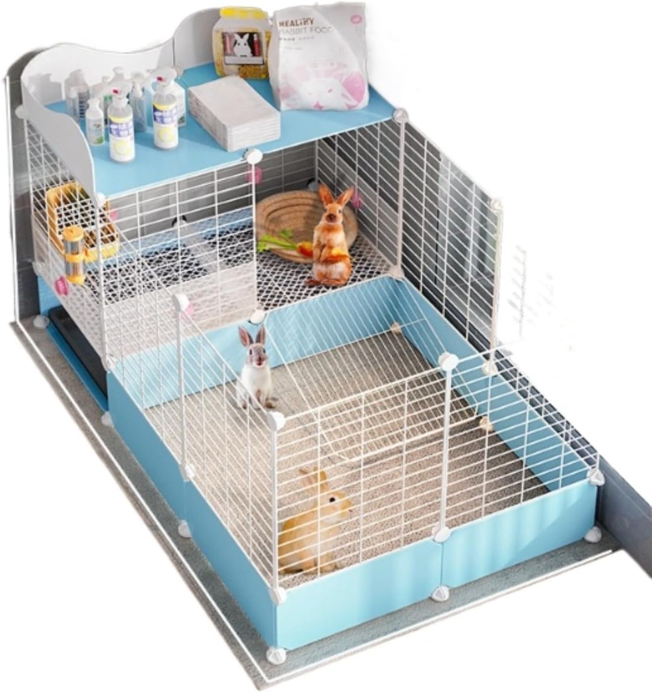 【希少品】小動物用2階建て（地下室あり）大型ケージ/ラビット快適ハウス 希少品】小動物用2階建て（地下室あり）大型ケージ/ラビット快適ハウス