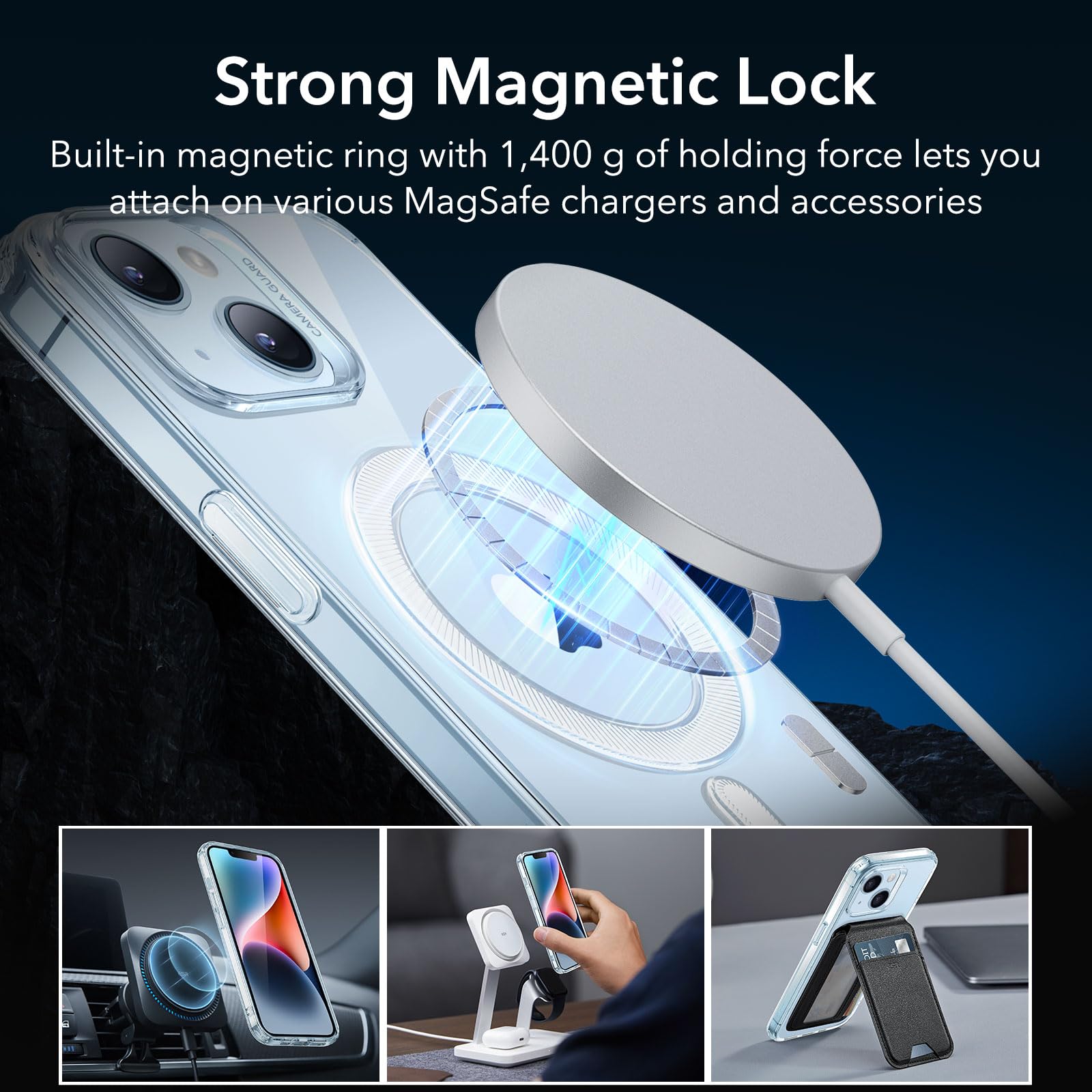 ESR Cover per iPhone 14/13, Custodia in Silicone Trasparente con MagSafe, Cover Sottile Antiurto, Custodia per Telefono in TPU Trasparente Sottile Anti-Ingiallimento, Serie Zero, Blu