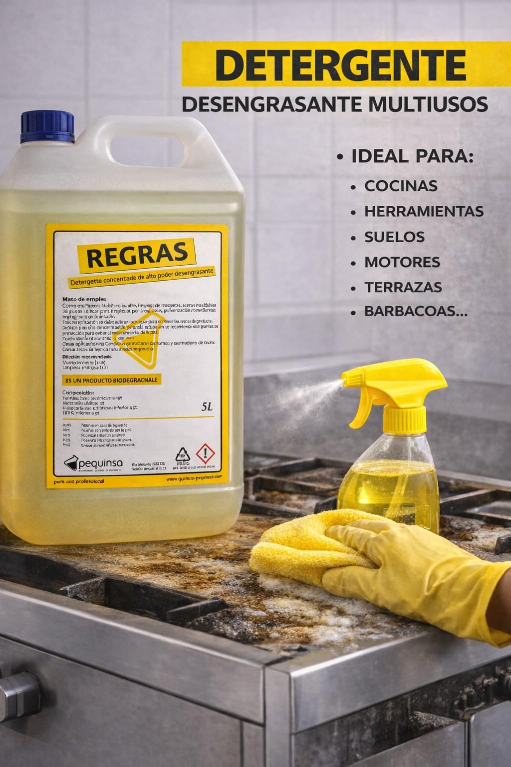Desengrasante concentrado enérgico biodegradable. Envase de 5 litros.
