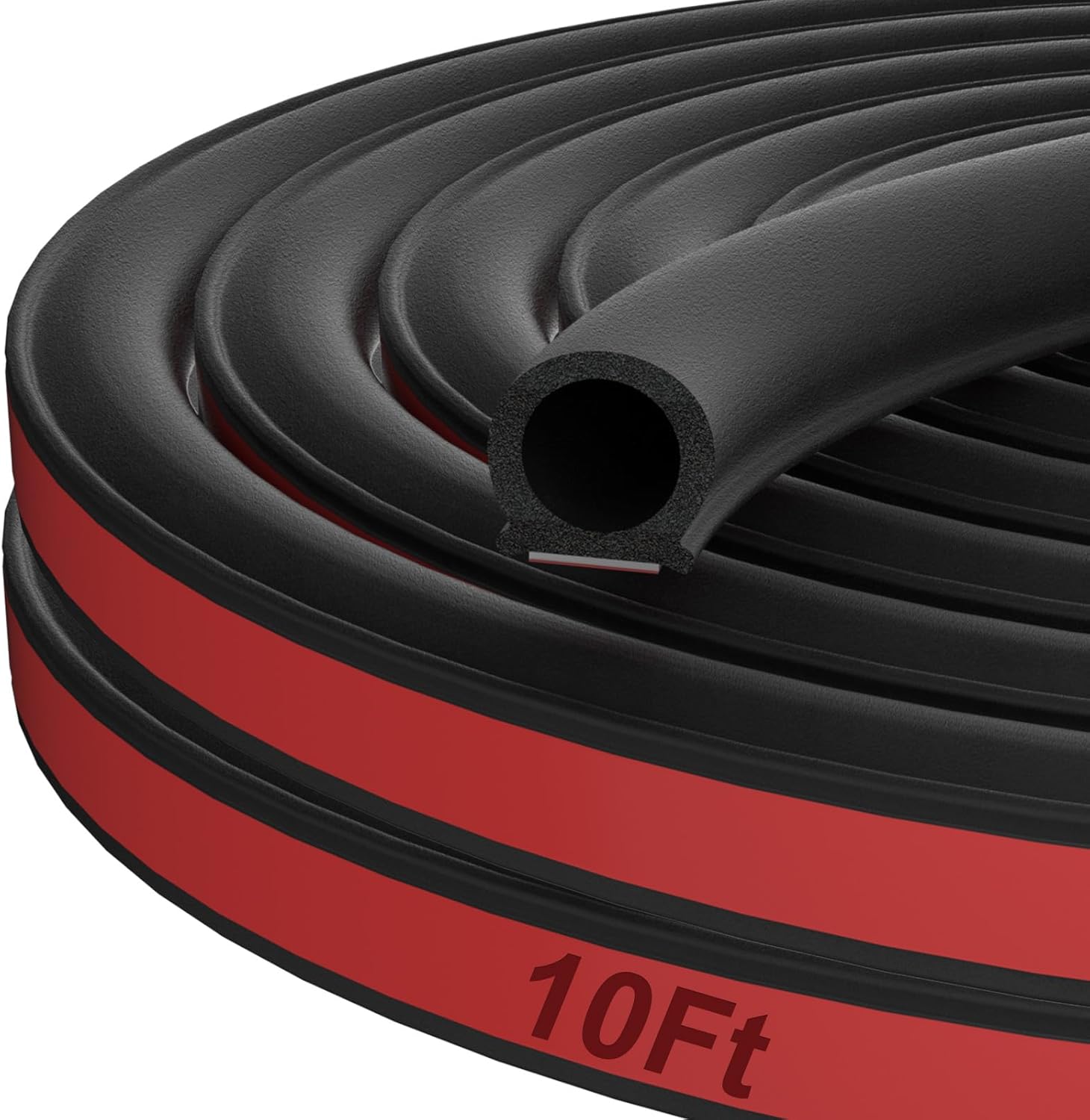 10 Ft Rubber Weather Stripping Door Seal, D Shaped Automotive Weather Stripping, Car Door Seal Strip, Self Adhesive Soundproofing Weatherstripping for Doors Windows Car Truck Auto RV