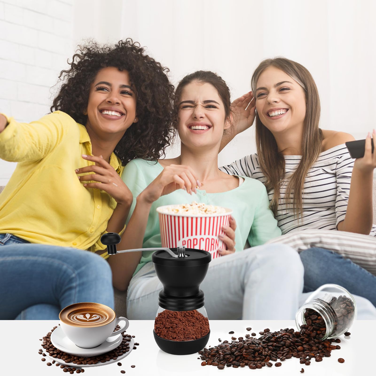 Macinacaffè Manuale Portatile Macina Caffè Manuale Maniglia In Acciaio Inossidabile Macinino Manuale Viene Fornito Con Due Barattoli Di Vetro Per Conservare Il Caffè
