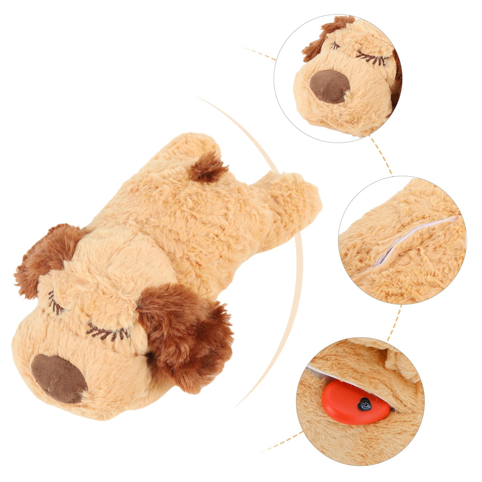Jouet en peluche interactif rempli de battements de cœur pour chiot, soulage l'anxiété, aide à l'entraînement comportemental (marron)