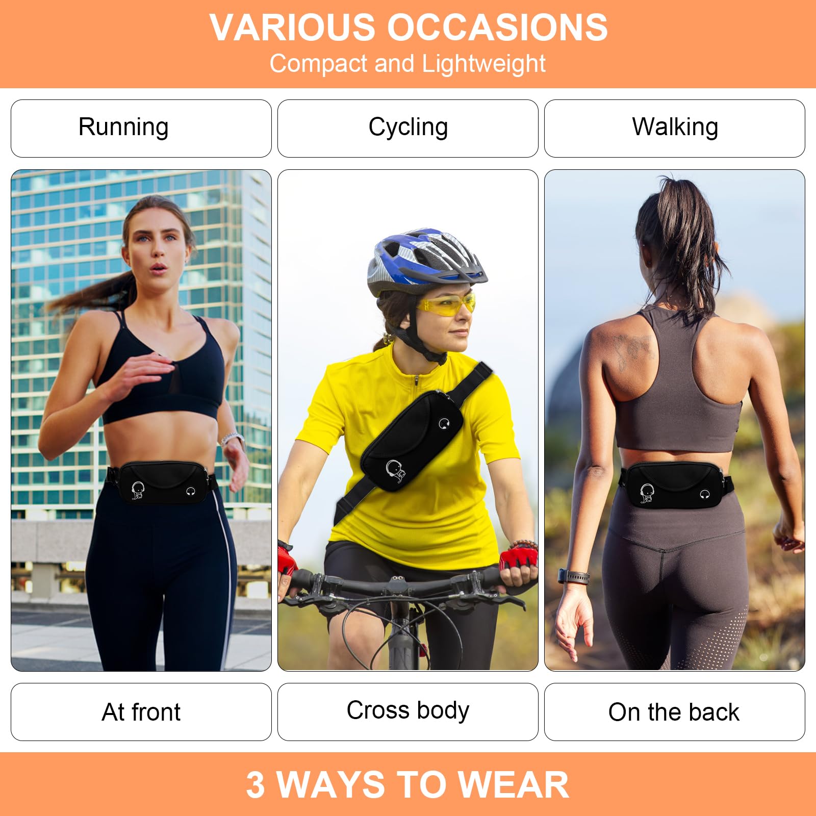 Marsupio Running Impermeabile Uomo Donna per Escursioni Fitness