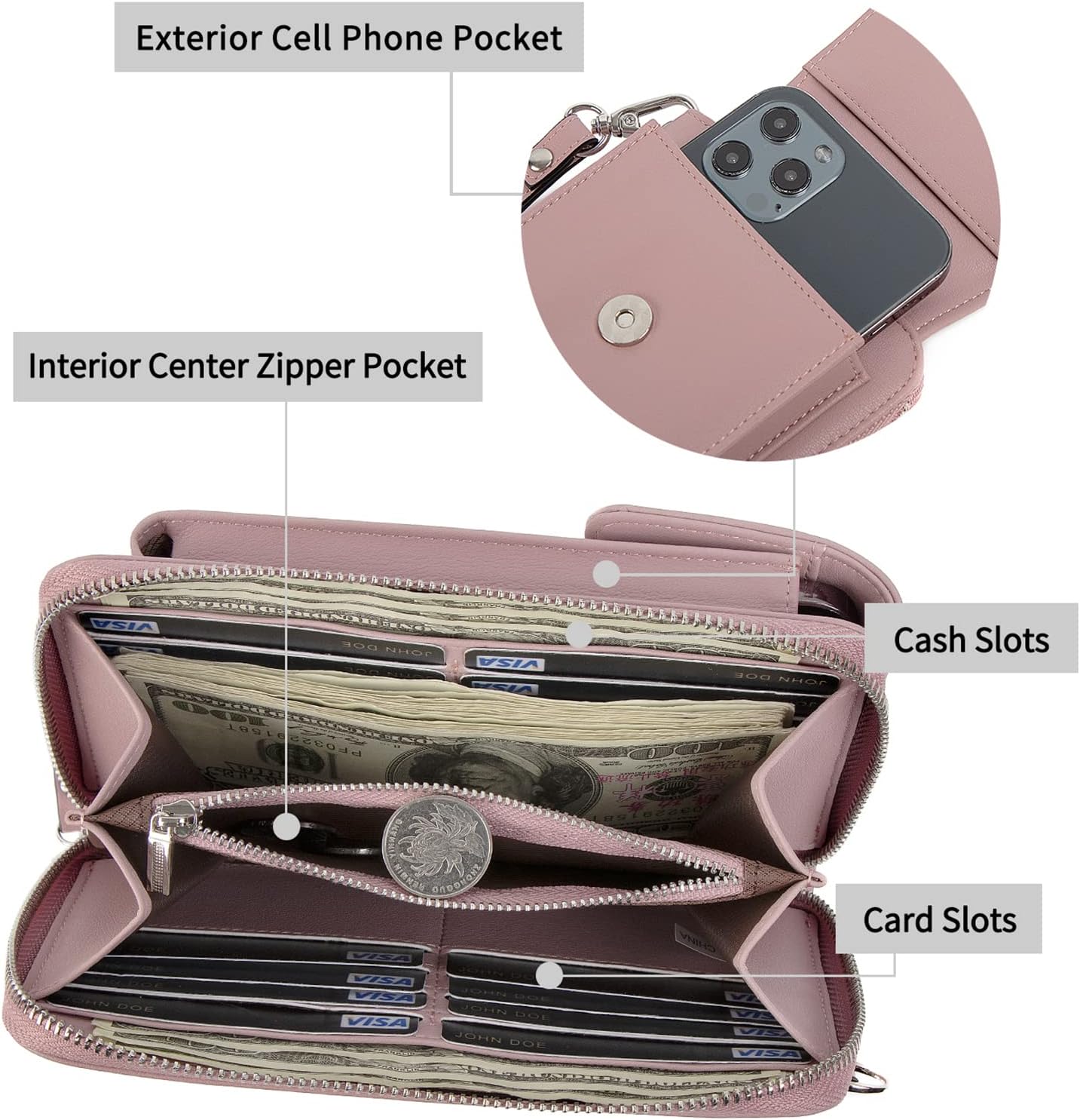 Rfid Blocking Small Crossbody Phone Bag Purse for Women Wristlet Wallet Handbag with Credit Card Slots