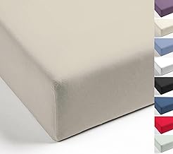 MISTRAL HOME Spannbettlaken Perkal Uni Bettlaken Laken Ägyptische Baumwolle 90x190-100x200 / 140-160x200 / 180-200x200 cm, Farbe:Beige, Größe:100x200cm
