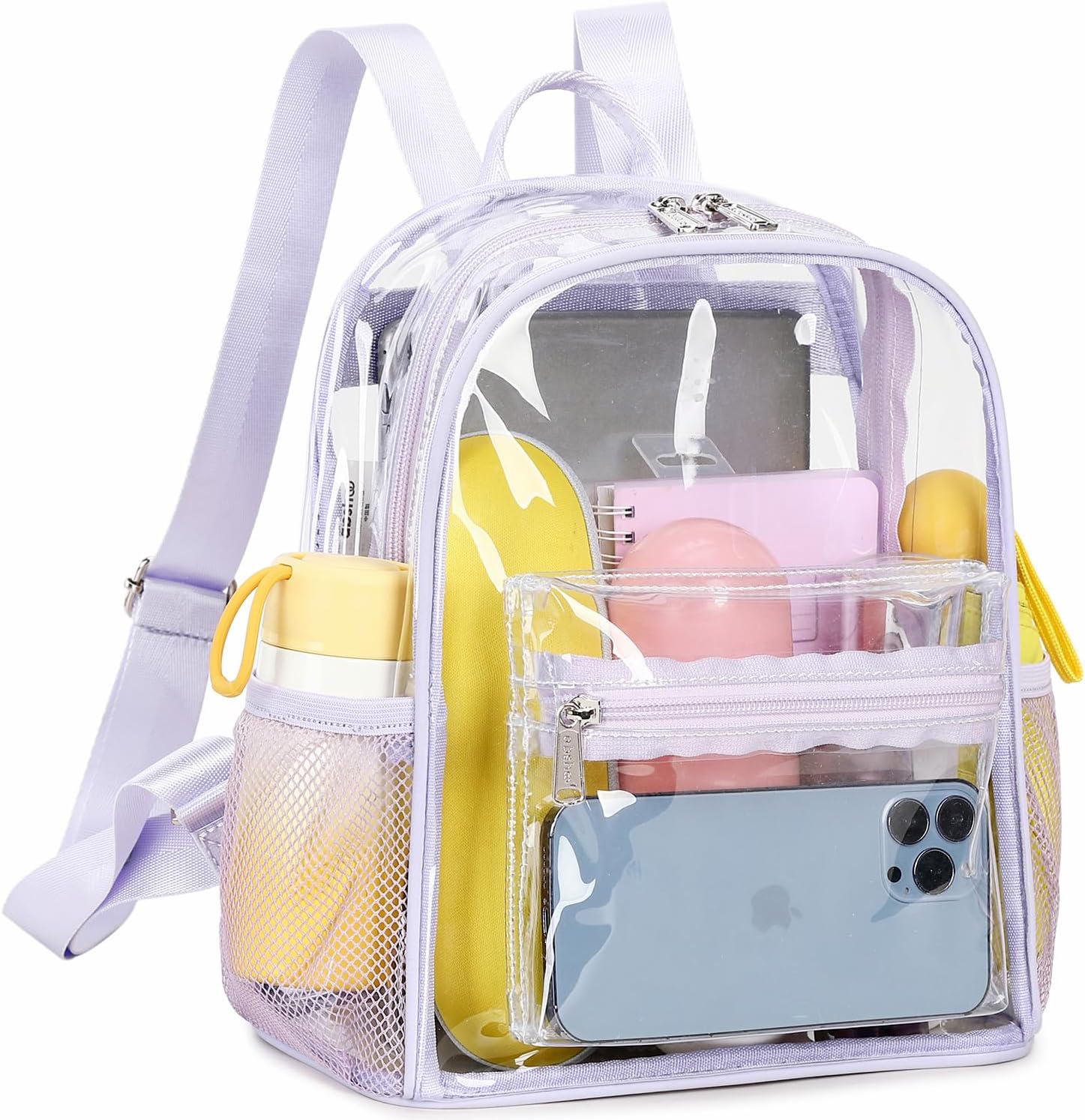 abshoo Clear Mini backpack Stadium Approved 12x12x6 Clear Bag Transparent Small Backpacks (Purple) - Image 2