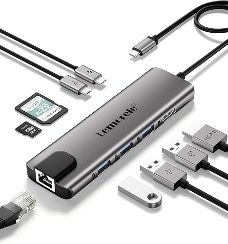 Vista 16 de Lemorele Adaptador multipuerto USB C Hub 10 en 1 para MacBook Pro con HDMI 4K 60Hz, Gigabit Ethernet, entrega de energía de 100 W, 2 puertos USB