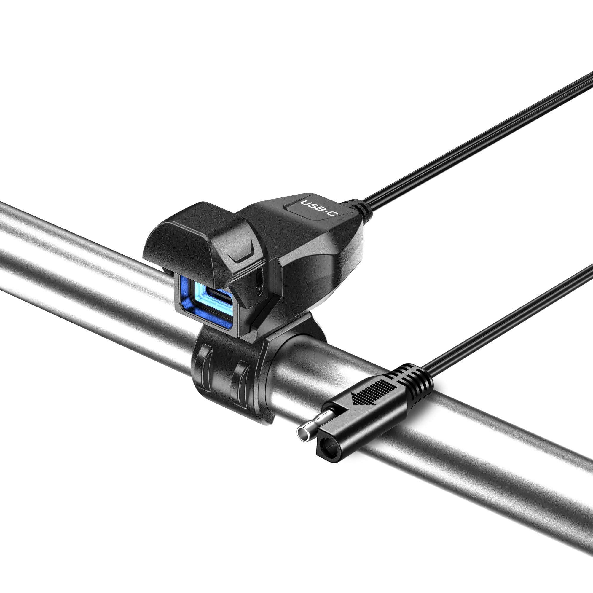 Kaedear(カエディア) バイク USB電源 防水 バイク専用 充電 USBポート SAE DC 12V ヒューズ 電源スイッチ. イルミネーション 蓋連動スイッチ アダプター一体構造 SAEコネクター 夜間視認性 整備性良し 超急速充電5V/9V/12V 特許 防水キャップ, 光が導くUSBチャージャ KDR-M3C (タイプC)