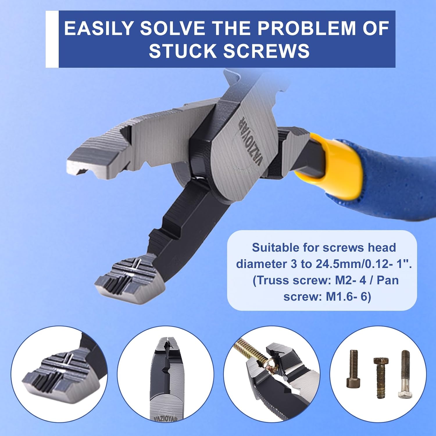 Multi-Function Screw Extractor Pliers, Non-Slip Screw Removal Tool, Extracts Stripped, Broken, Rusted Screws, Screw Pliers for Tightening, Loosening and Gripping Nuts and Bolts，Wire pliers