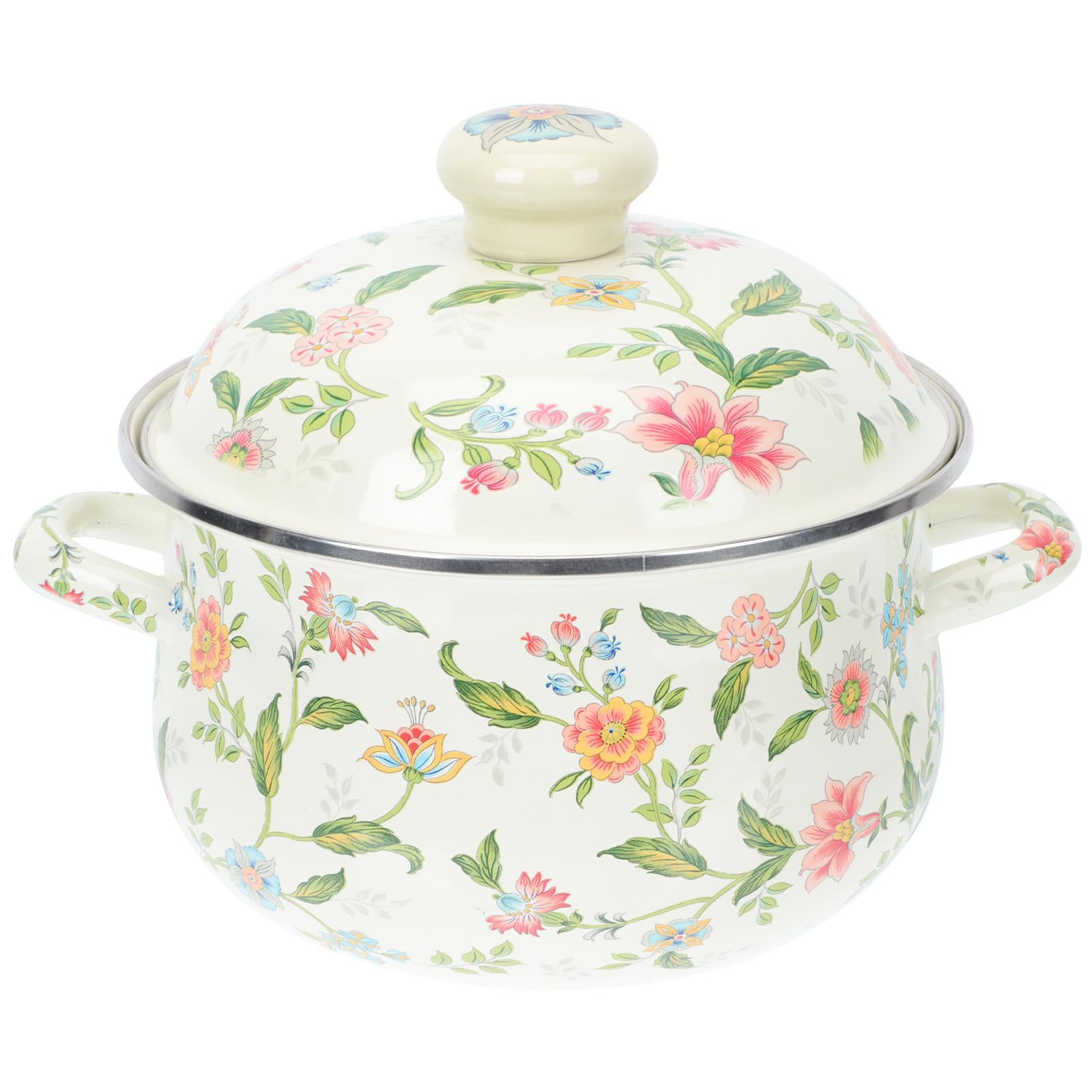 Pentola in Smalto Casseruola per Zuppa, Fondo Piatto | 1 Pezzo, Stile Vintage, Uso Domestico, Cottura e Stufatura, Superficie Liscia e Pratica