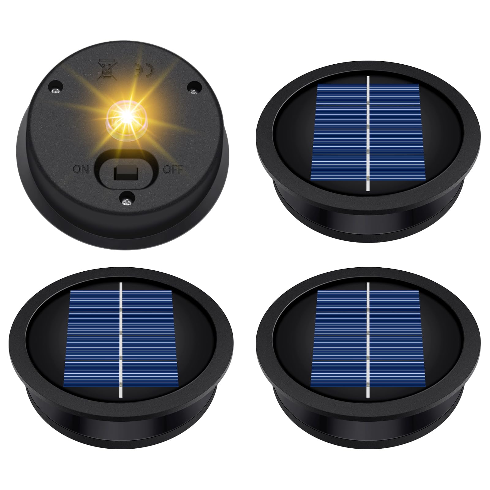 Solarne latarnie LED, 2 sztuki, wodoodporna konstrukcja do otworów 8,2 cm, idealna do dekoracji podwórka, ścieżki i ogrodu, w kolorze czarnym