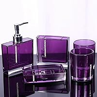 Vista 2 de Accesorios de baño Jabonera Acrílico 5Pc Set Acrílico Accesorios de baño Taza de baño Botella Cepillo de dientes Jabonera
