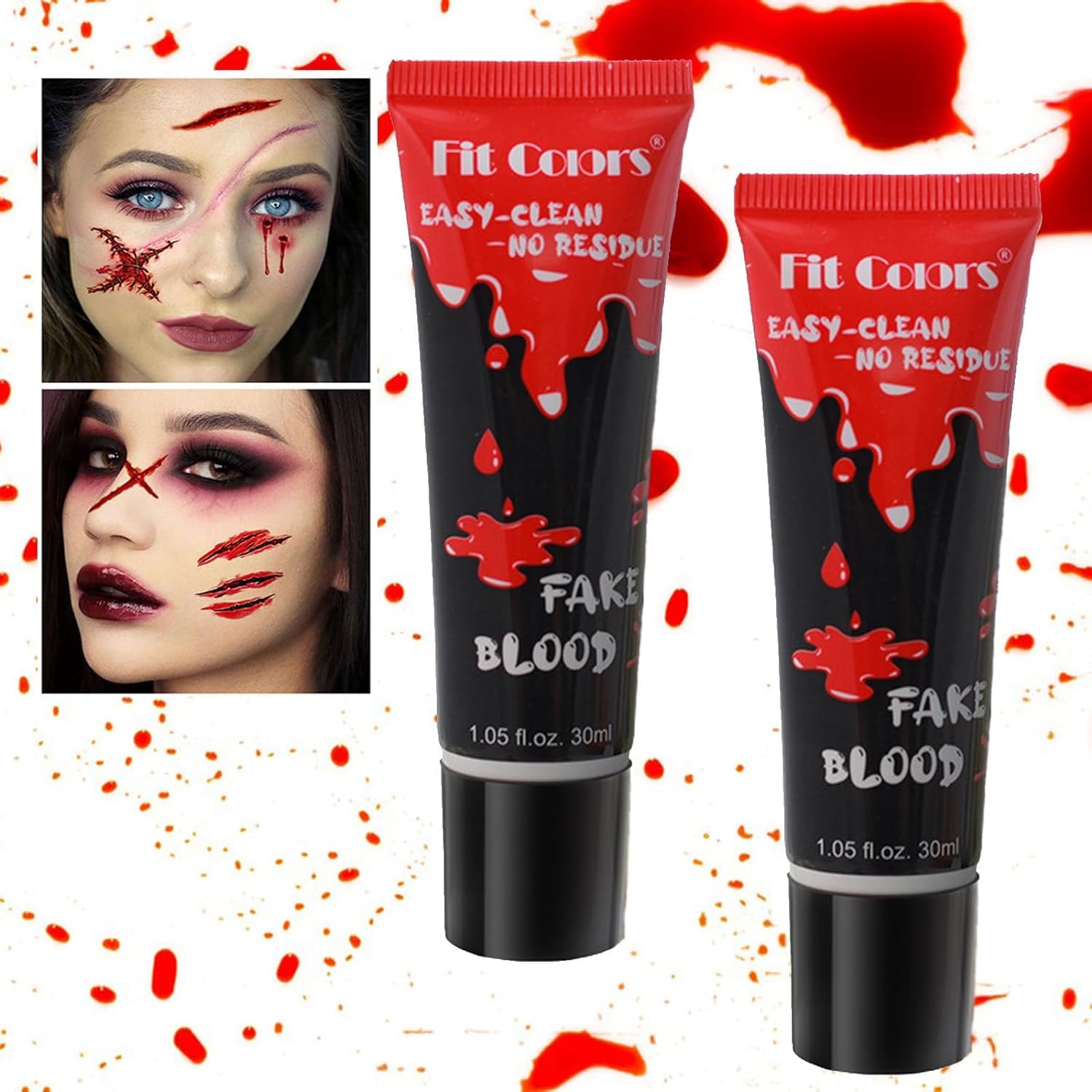 2 PCS Sangre Falsa, Maquillaje de Halloween Sangre Falsa, Sangre de Vampiro Falso para Halloween, 60ml Sangre Falsa para Maquillaje de Halloween, Disfraces de Zombis, Vampiros y Monstruos(2X 30ml)