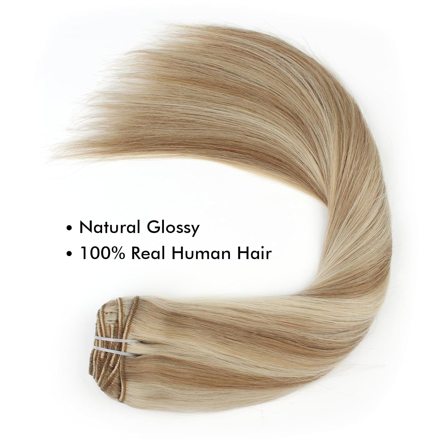 Sixstarhair 16inch Clip In Hair Extensions Ash Brown Fading to Ash Blonde 7 Pieces Natural Human Hair Invisible Remy Hair Extensions 140g per Pack [Color P8-60# 16inch]