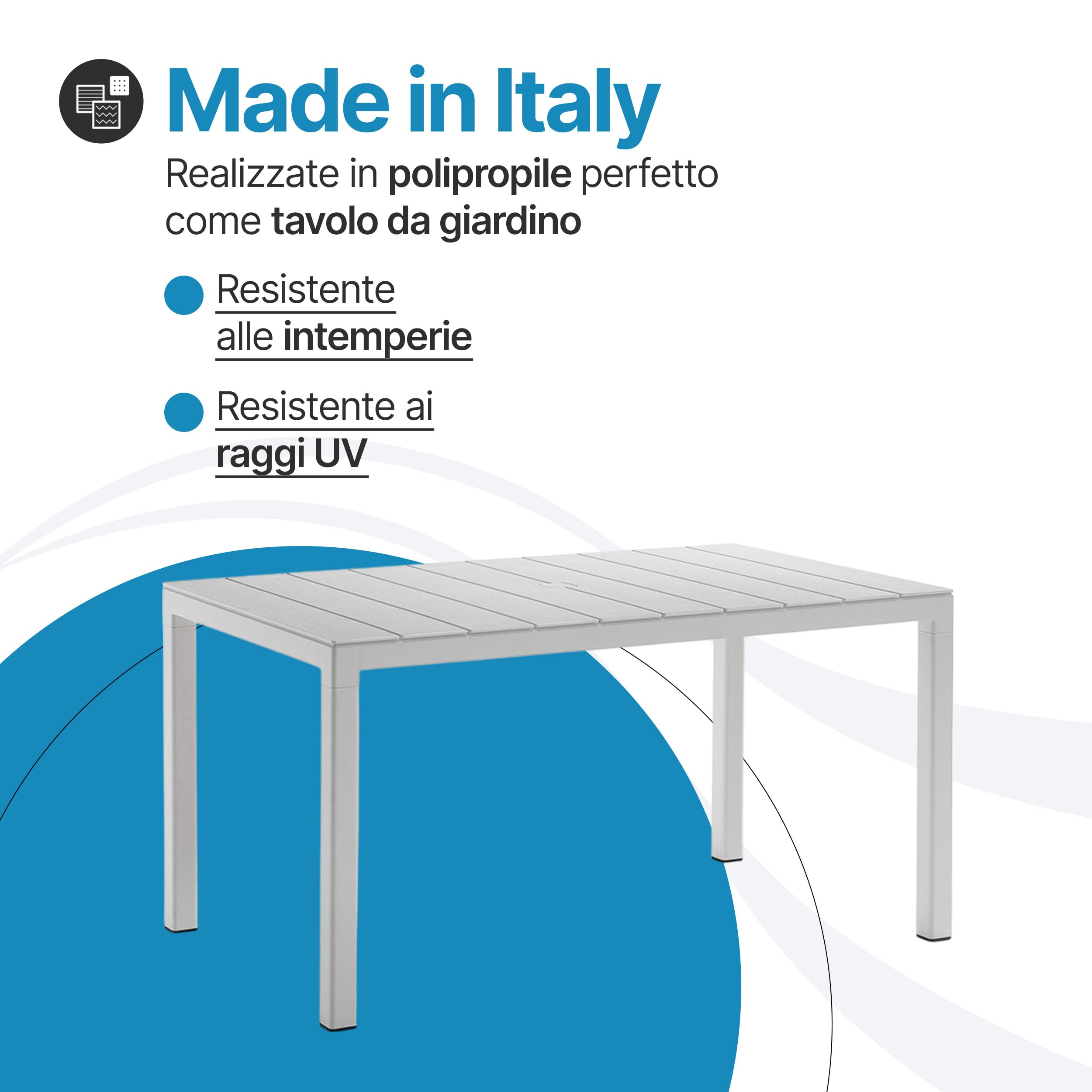 Tomaino - Tavolo Da Giardino Allungabile In Plastica 4-12 Posti - Tavolo da Esterno per Pranzo Rettangolare o Quadrato - Per Giardino, Veranda o Balcone - Bianco