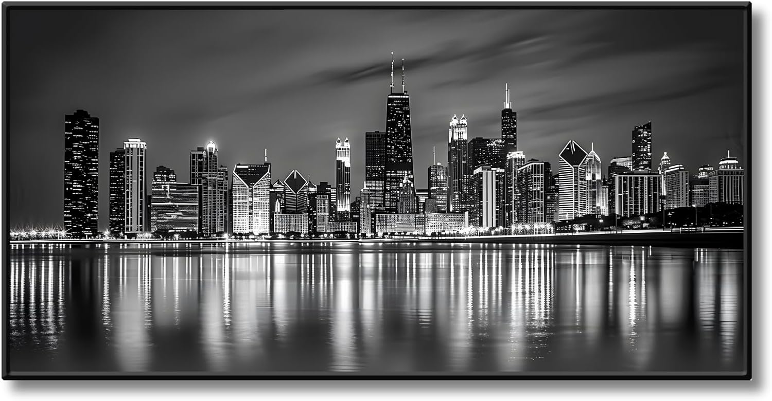 Chicago Skyline Wall Art,Wall Art Chicago Skyline,Large