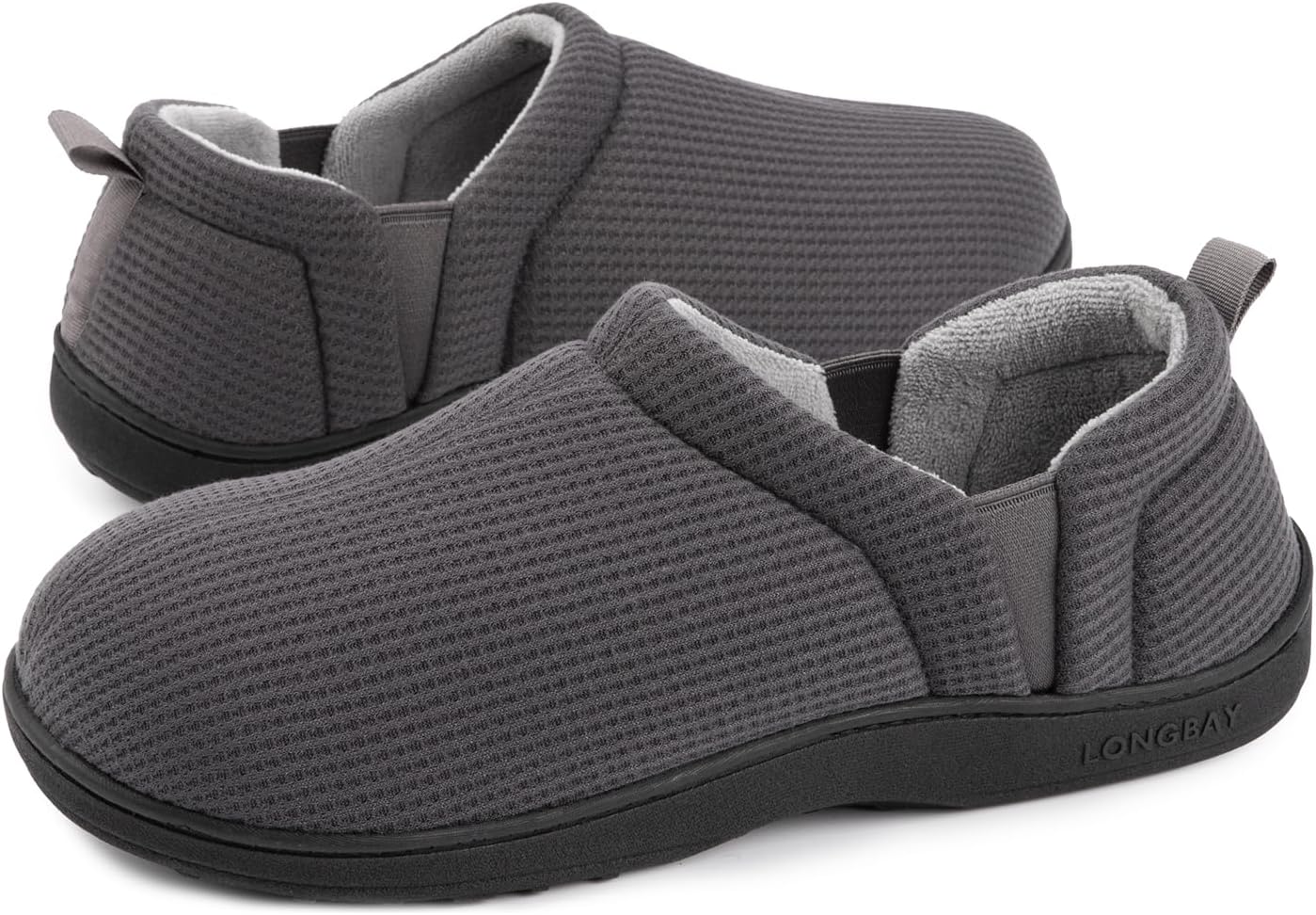 LongBay Men's Slippers Warm Bedroom House Shoes Slip-On Memory Foam Winter House Slippers for Indoor Outdoor