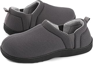 LongBay Men's Slippers Warm Bedroom House Shoes Slip-On Memory Foam Winter for Indoor Outdoor
