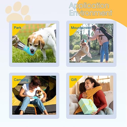 Miniatura 6 de Botella de agua portátil para perros, 24 onzas, dispensador de agua de acero inoxidable a prueba de fugas para cachorros con alimentador para