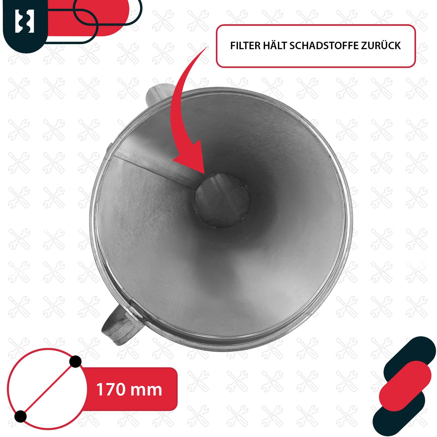 KOTARBAU® Imbuto a benzina metallico diagonale con maniglia di riempimento Imbuto Benzina grande con colino olio Auto 170 mm