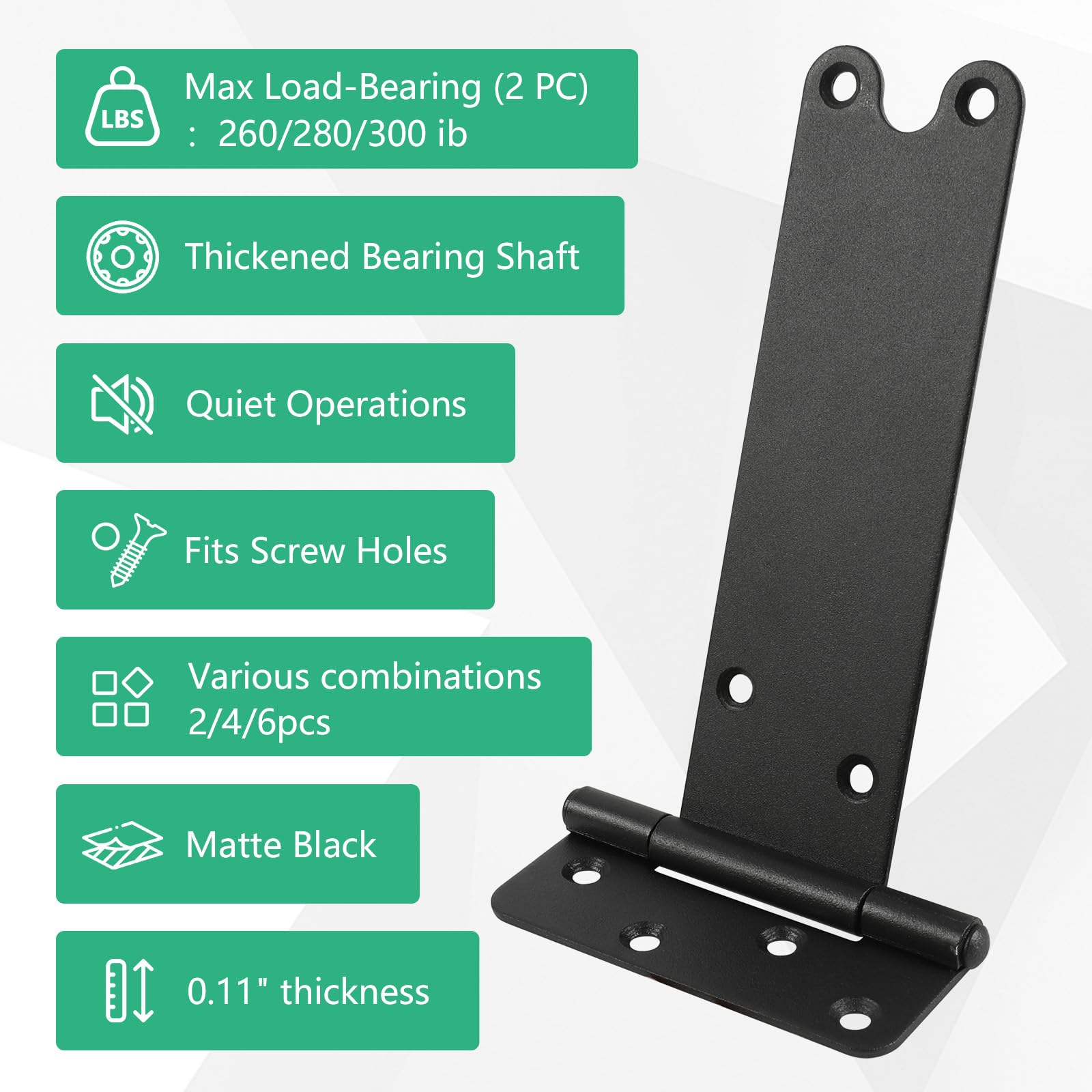 Bisagras de puerta de cobertizo, bisagra en T resistente, bisagras de puerta en T, bisagras de correa de puerta, accesorios para vallas de madera, puerta de granero, puertas de cobertizo, negro