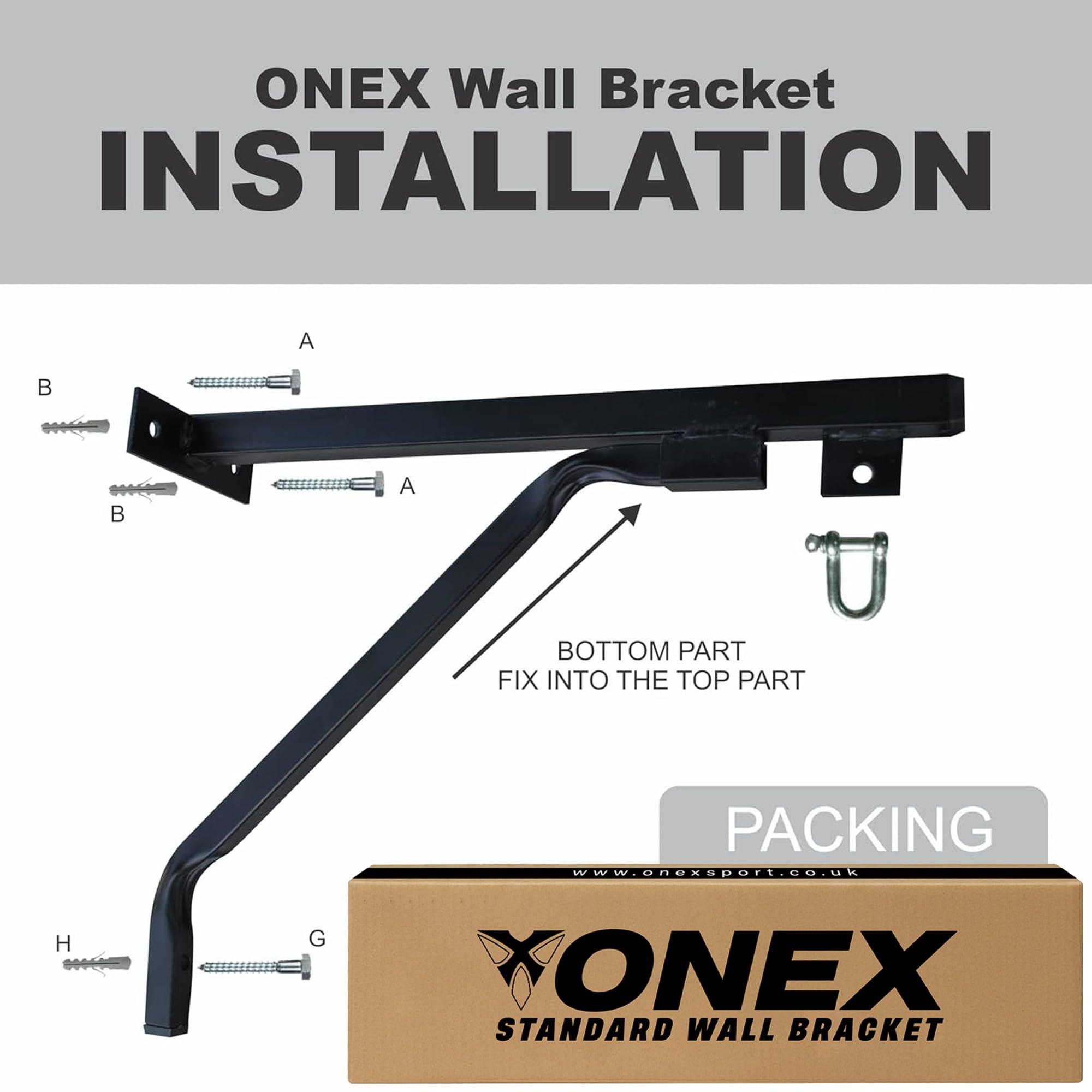 Onex MMA Boxeo 18 "Soporte de Pared Soporte de Hierro para Colgar en Soporte con Cadena
